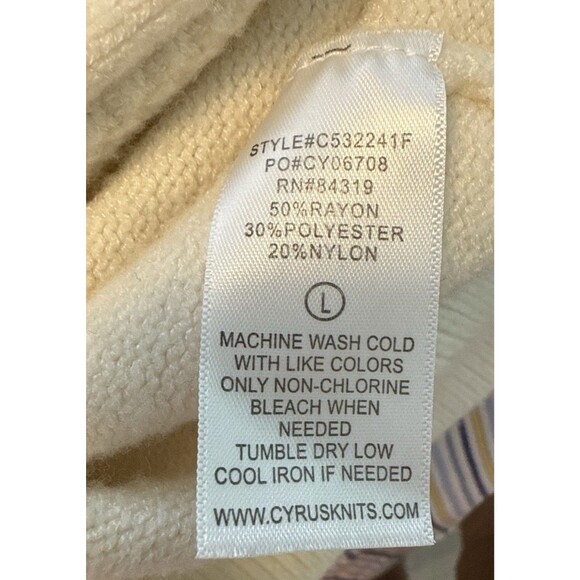 Cyrus Ivory Cable Knit Sleeveless Sweater Vest Large Classic Pullover Preppy - Picture 8 of 8